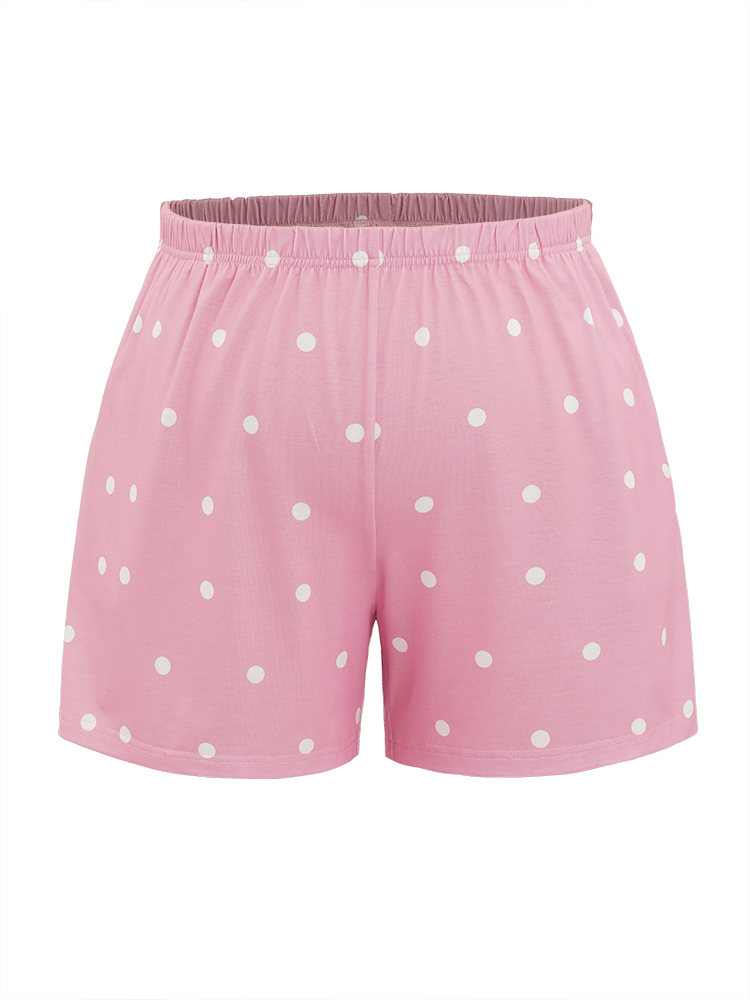 Polka Dot Pocket Elastic Waist Sleep Shorts BloomChic 