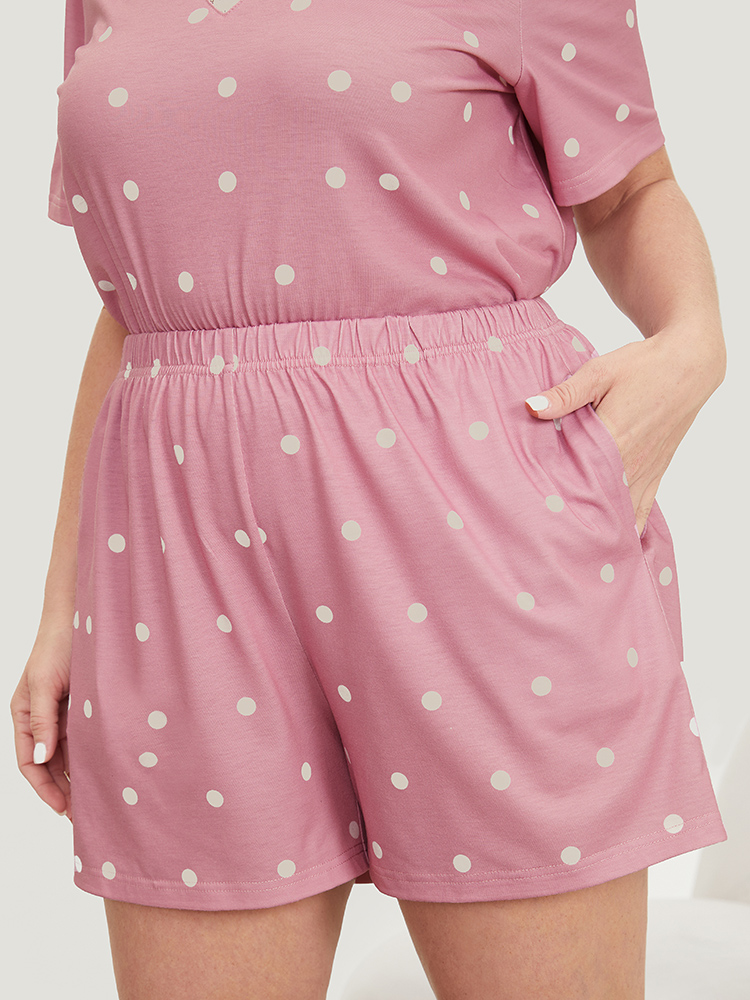 Polka Dot Pocket Elastic Waist Sleep Shorts BloomChic 