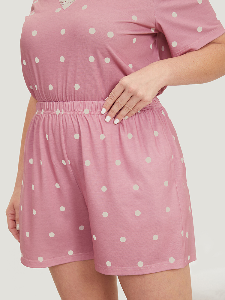 Polka Dot Pocket Elastic Waist Sleep Shorts BloomChic 