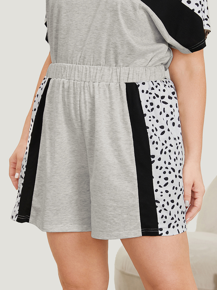 Contrast Patchwork Elastic Waist Sleep Shorts BloomChic 