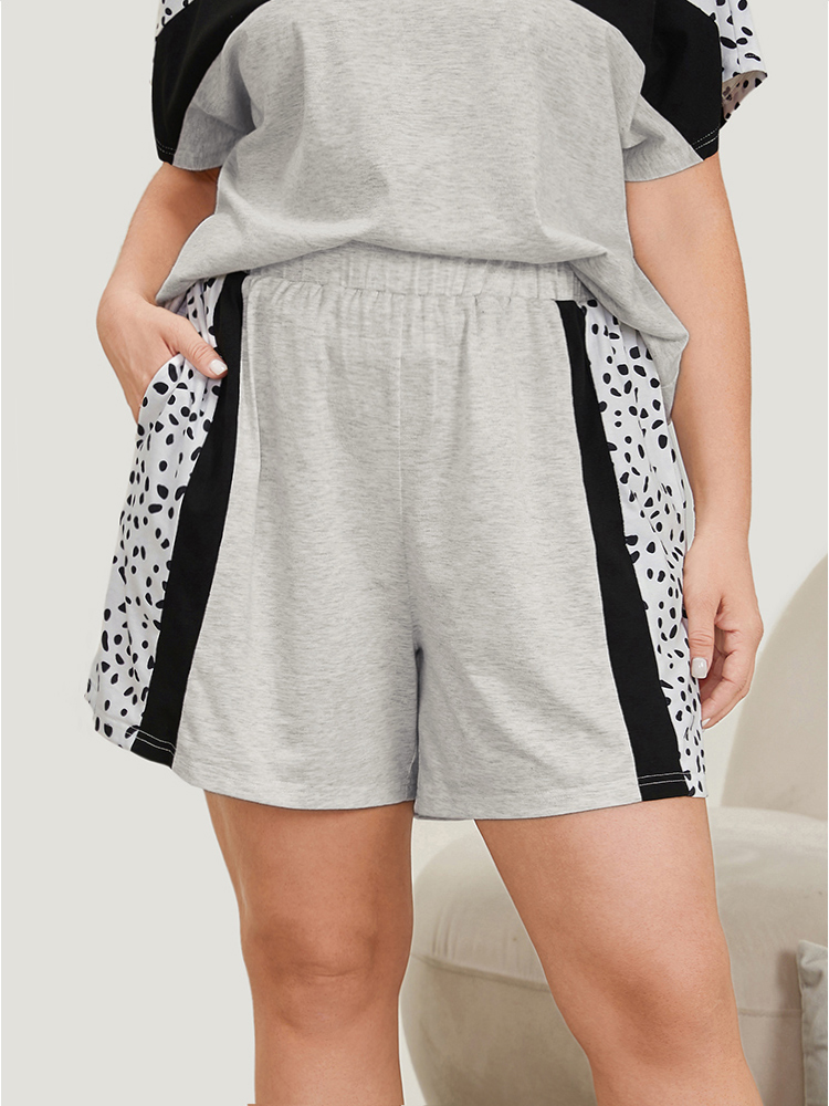 Contrast Patchwork Elastic Waist Sleep Shorts BloomChic 