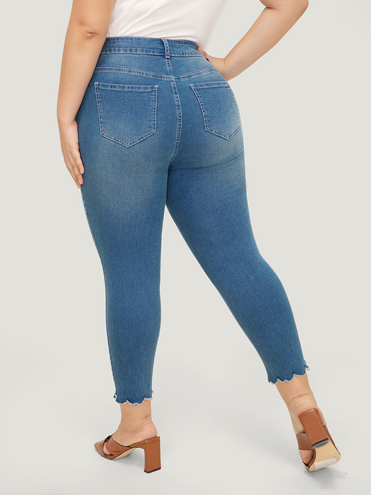 Plus Size Women Dailywear Embroidered High stretch Skinny Medium Wash Casual Jeans BloomChic 