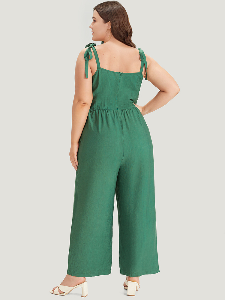 Plus Size Women Dailywear Plain Gathered Regular Pocket Elegant Jumpsuits BloomChic 