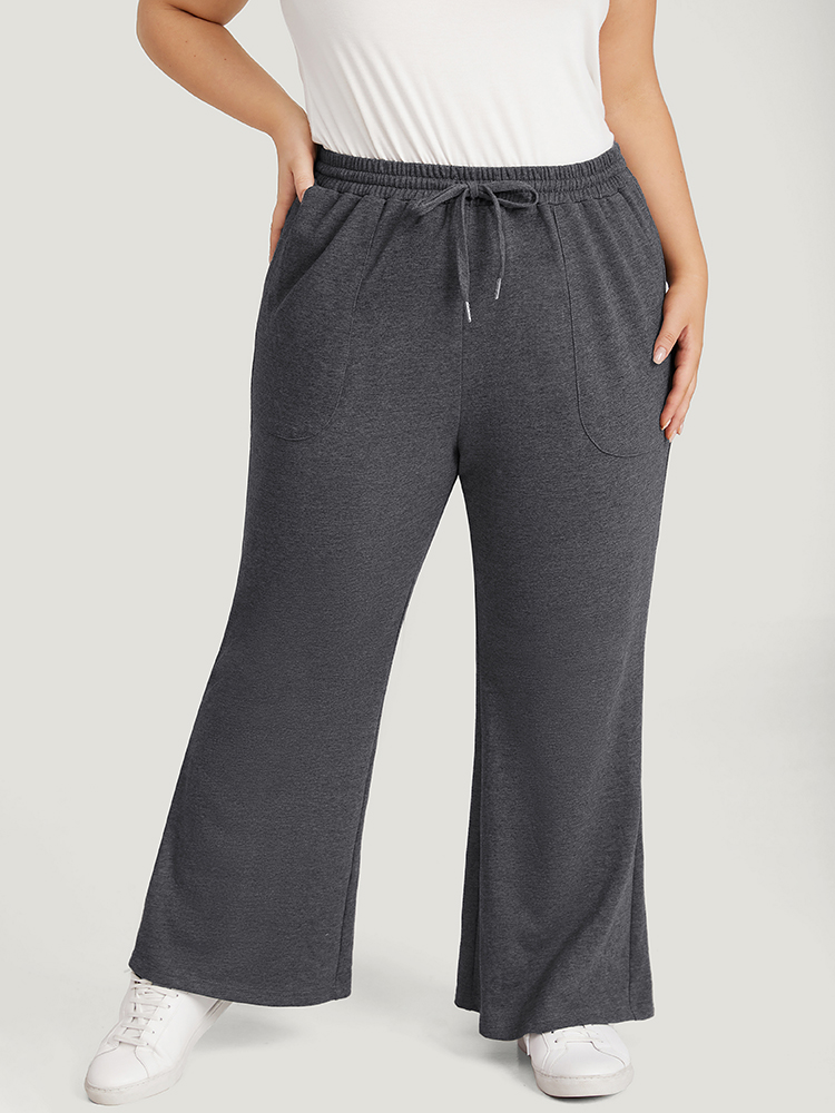 

Plain Drawstring Slant Pocket Sweatpants DimGray Plus Size Women Casual Dailywear Plain  Bloomchic