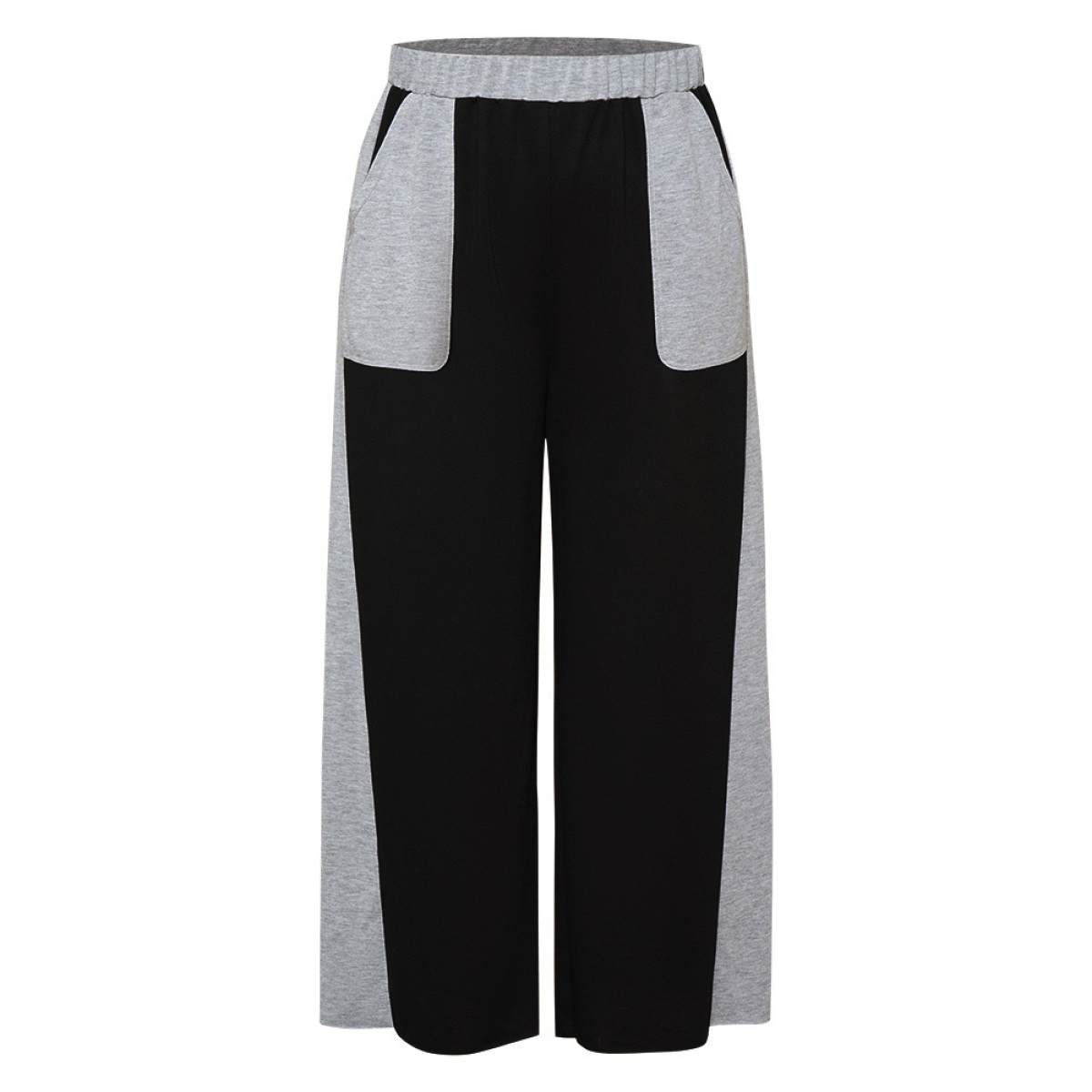 

Color Block Contrast Slant Pocket Sweatpants Black Plus Size Women Casual Dailywear Contrast  Bloomchic