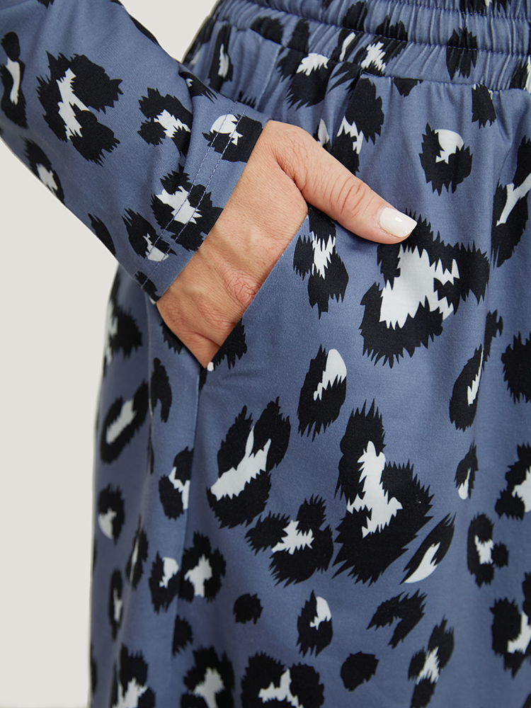 Leopard Print Pocket Drawstring Sleep Shorts BloomChic 