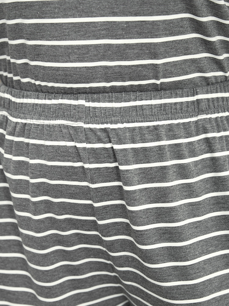 Striped Print Pocket Elastic Waist Sleep Shorts BloomChic 