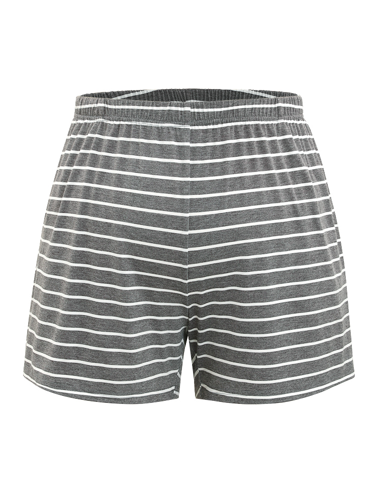 Striped Print Pocket Elastic Waist Sleep Shorts BloomChic 