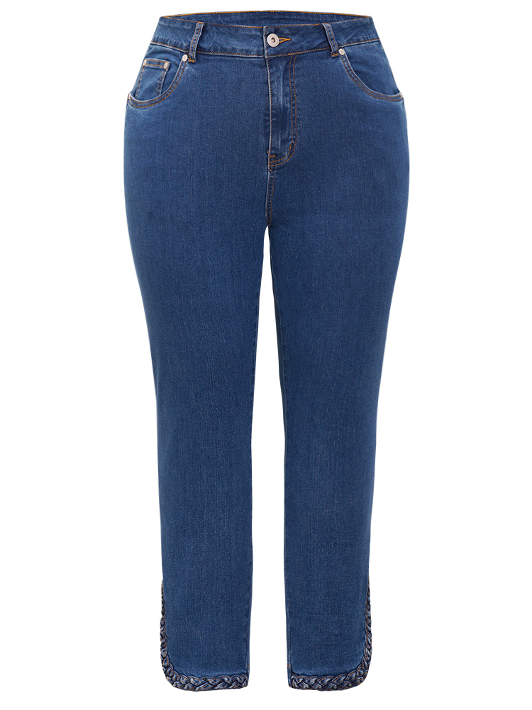 Plus Size Women Dailywear Arc Hem High stretch Regular Medium Wash Casual Jeans BloomChic 