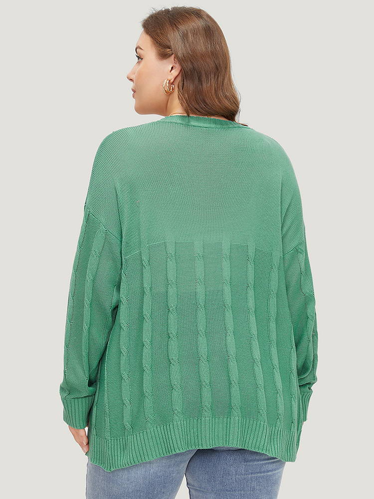 Solid Ties Front Cable Knit Cardigan BloomChic 