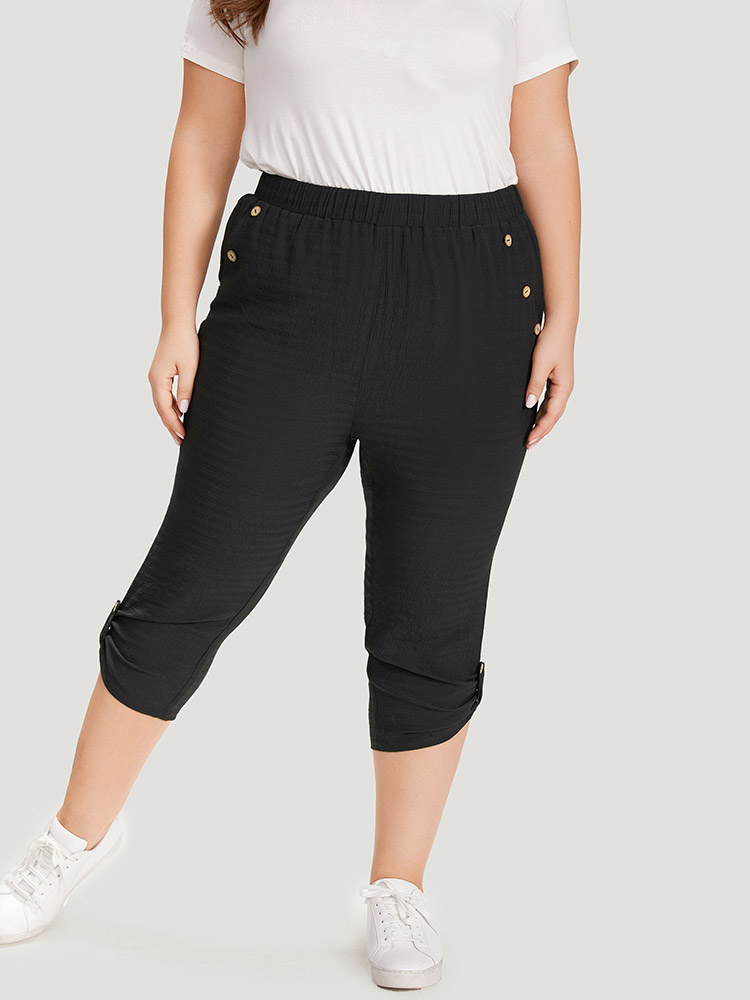 Plus Size Women Dailywear Plain Plain High Rise Pocket Casual Pants BloomChic 