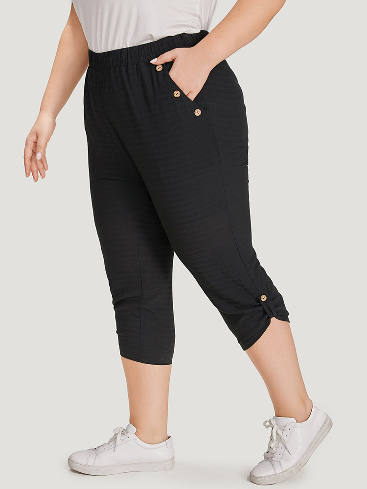 Plus Size Women Dailywear Plain Plain High Rise Pocket Casual Pants BloomChic 