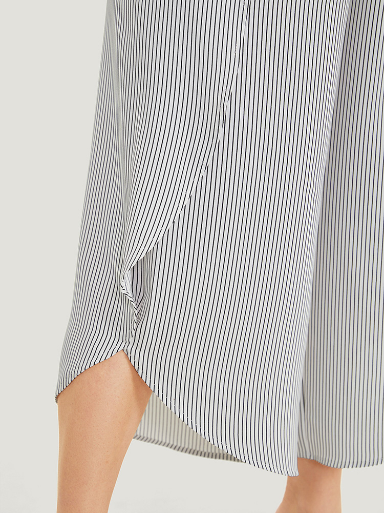 Plus Size Women Work Striped Belted High Rise Pocket Belt Office Pants BloomChic 