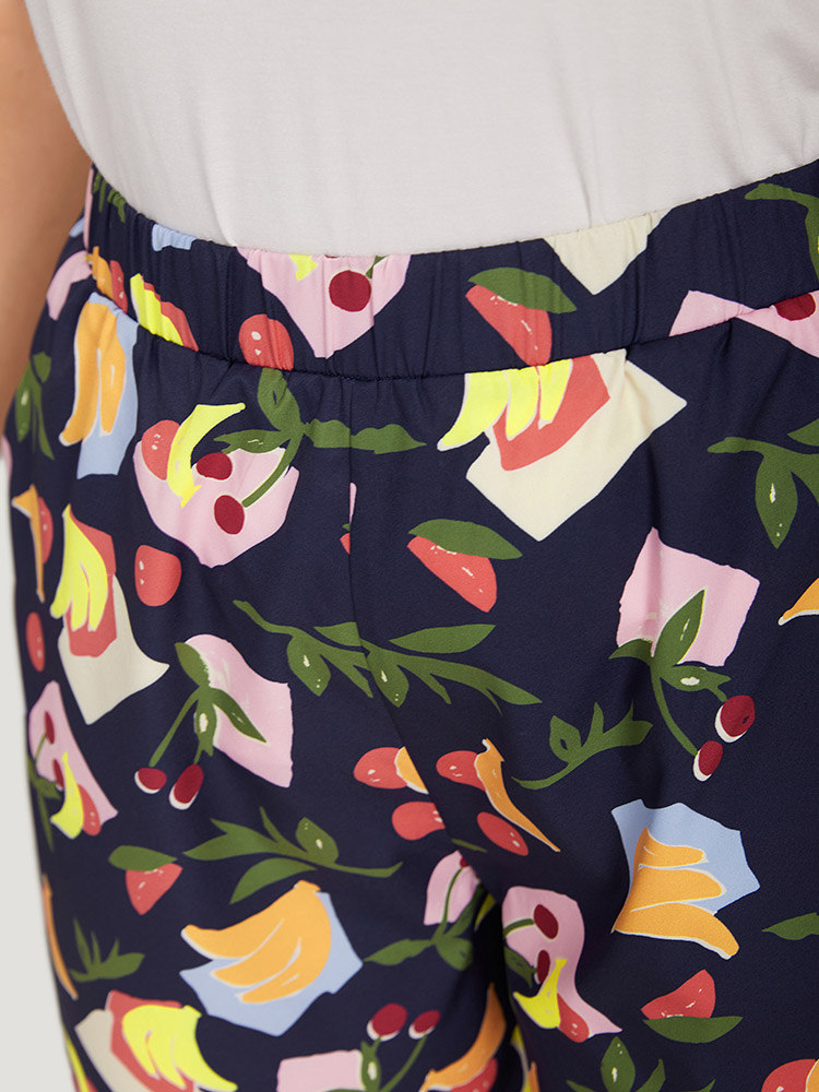 Plus Size Women Dailywear Fruit&Vegetable Pocket High Rise Pocket Elegant Pants BloomChic 