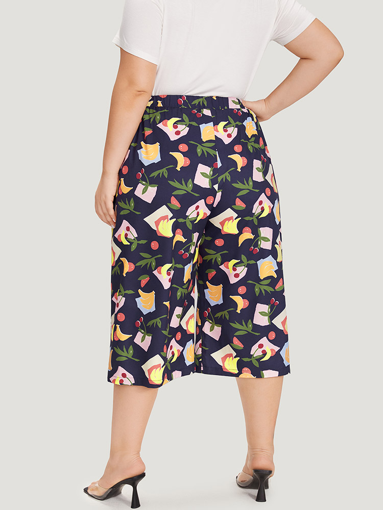 Plus Size Women Dailywear Fruit&Vegetable Pocket High Rise Pocket Elegant Pants BloomChic 