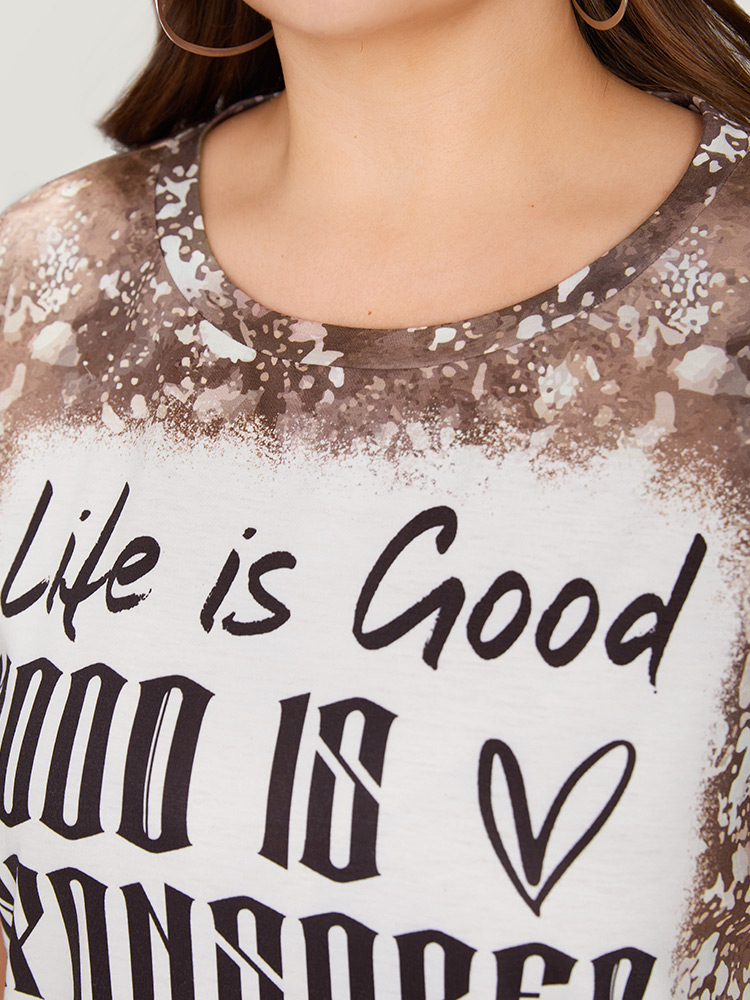 Plus Size Women Dailywear Letter Printed Regular Sleeve Short sleeve Round Neck Casual T-shirts BloomChic 