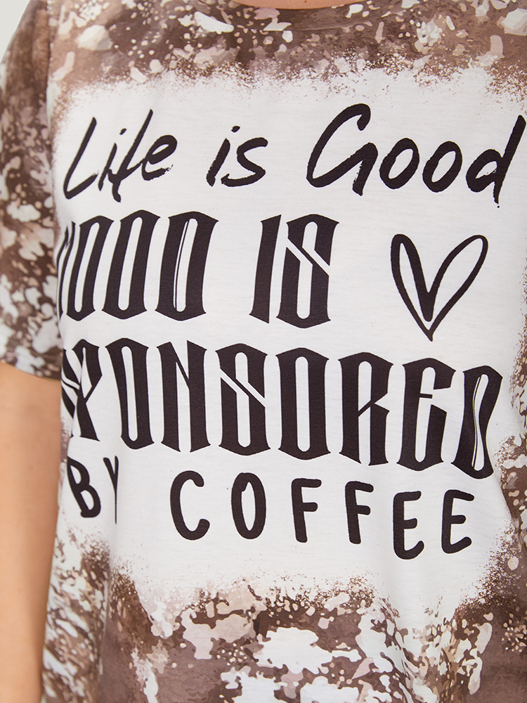 Plus Size Women Dailywear Letter Printed Regular Sleeve Short sleeve Round Neck Casual T-shirts BloomChic 