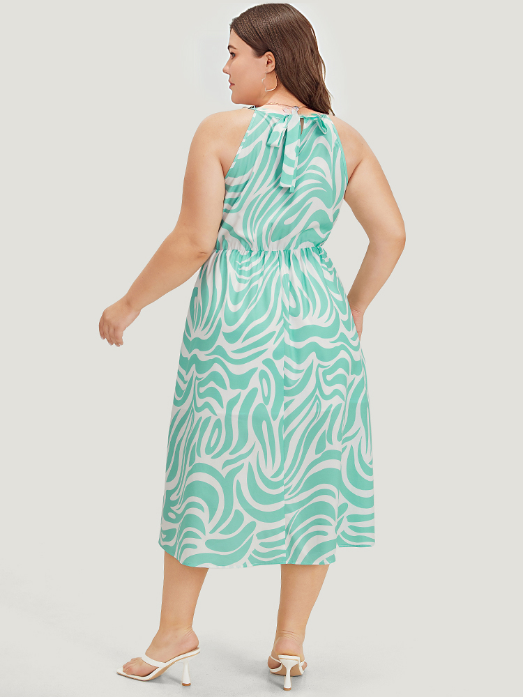 Plus Size Women Dailywear Geometric Patchwork Sleeveless Short sleeve Round Neck Pocket Elegant Dresses BloomChic 
