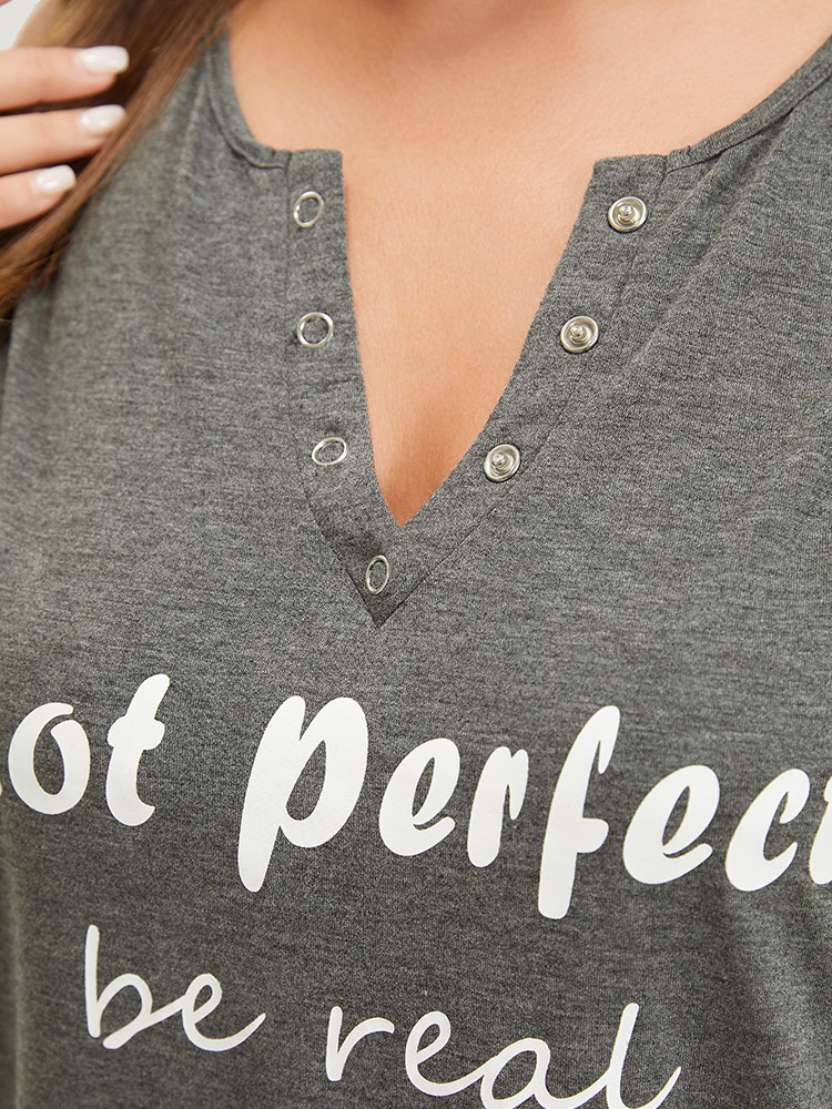 Plus Size Women Dailywear Letter Printed Sleeveless Notched collar Casual Tank Tops Camis BloomChic 
