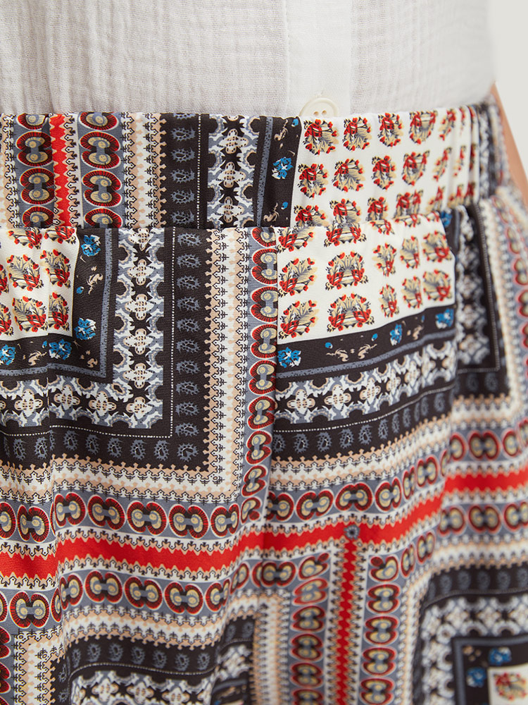 Plus Size Moroccan Print Pocket Elastic Waist Shorts Women Multicolor Vacation Elastic Waist Dailywear Shorts BloomChic 18-20/2X 