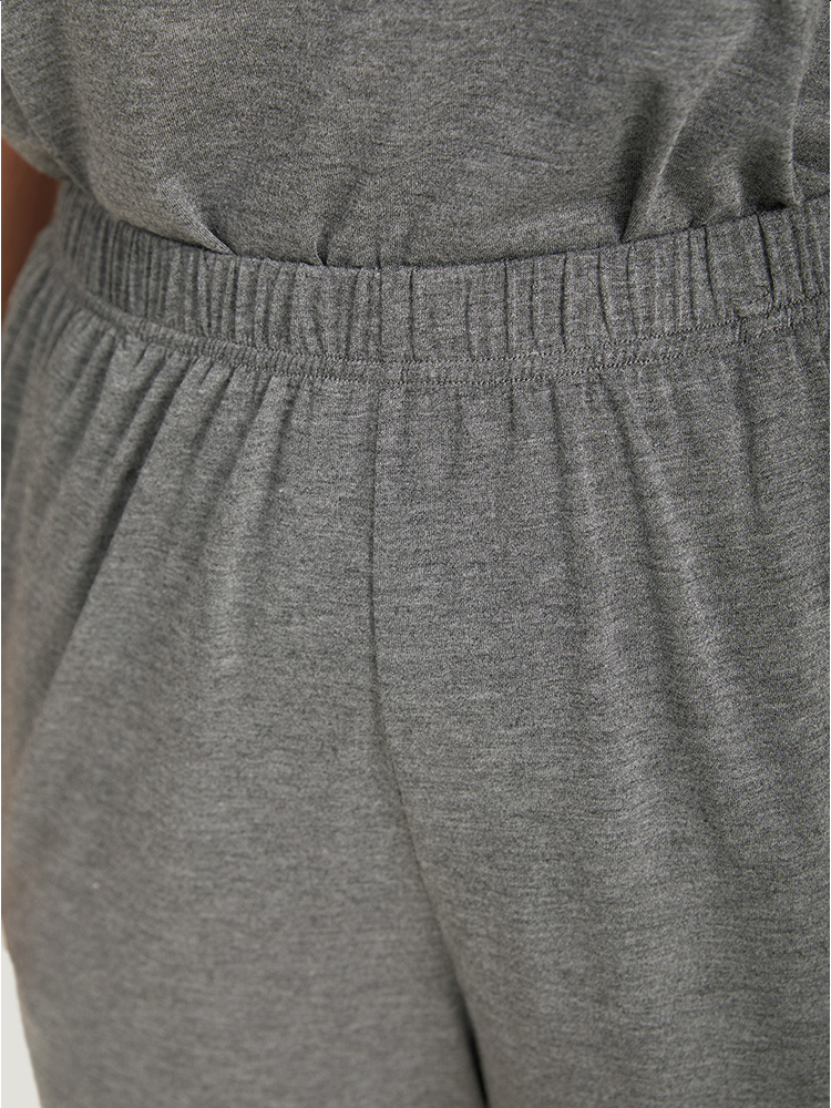 Solid Pocket Elastic Waist Sleep Pants BloomChic 