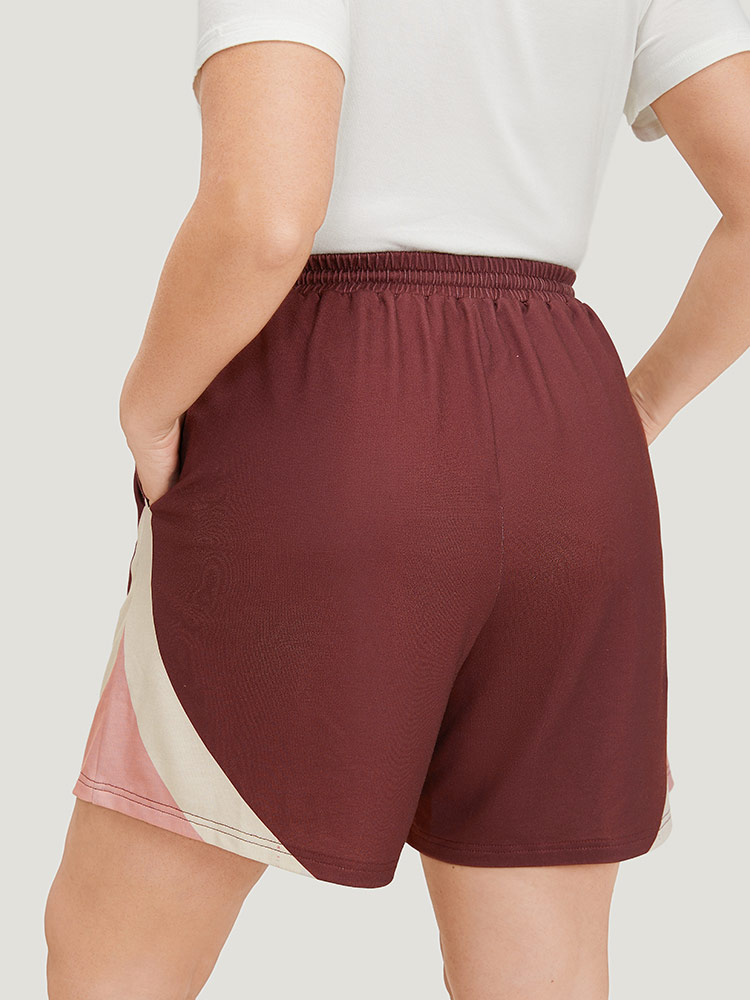 Plus Size Women Dailywear Plain Drawstring High Rise Pocket Casual Shorts BloomChic 