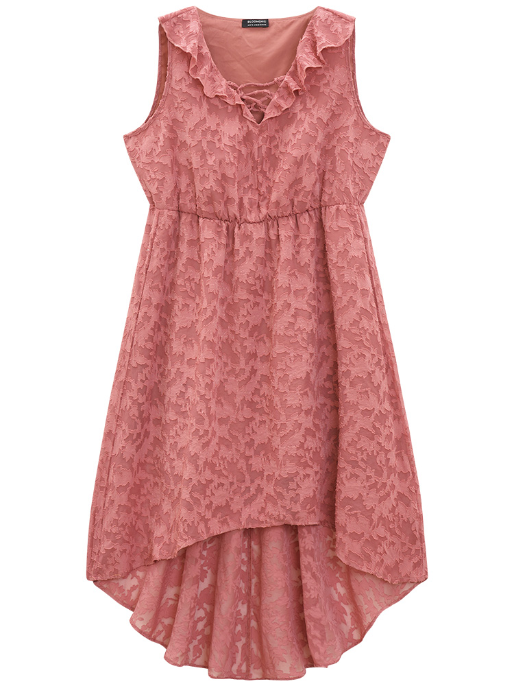Plus Size Women Dailywear Floral Lined Sleeveless Sleeveless Tie Neck Pocket Elegant Dresses BloomChic 