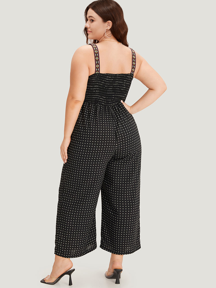 Plus Size Women Dailywear Graphic Elastic Waist Regular Pocket Casual Jumpsuits BloomChic 