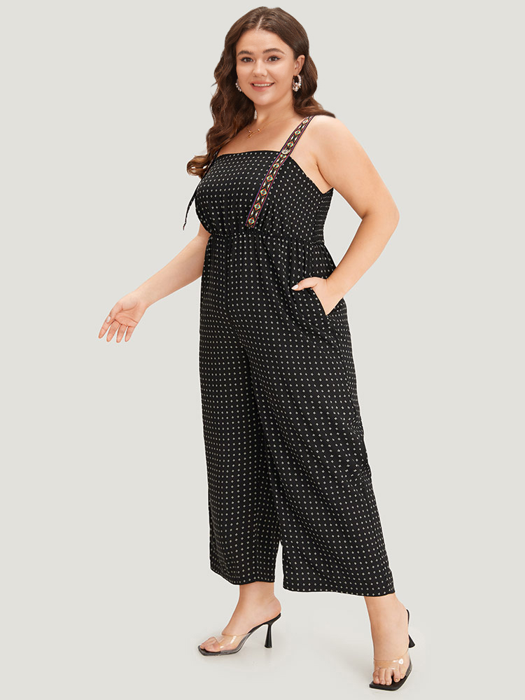 Plus Size Women Dailywear Graphic Elastic Waist Regular Pocket Casual Jumpsuits BloomChic 
