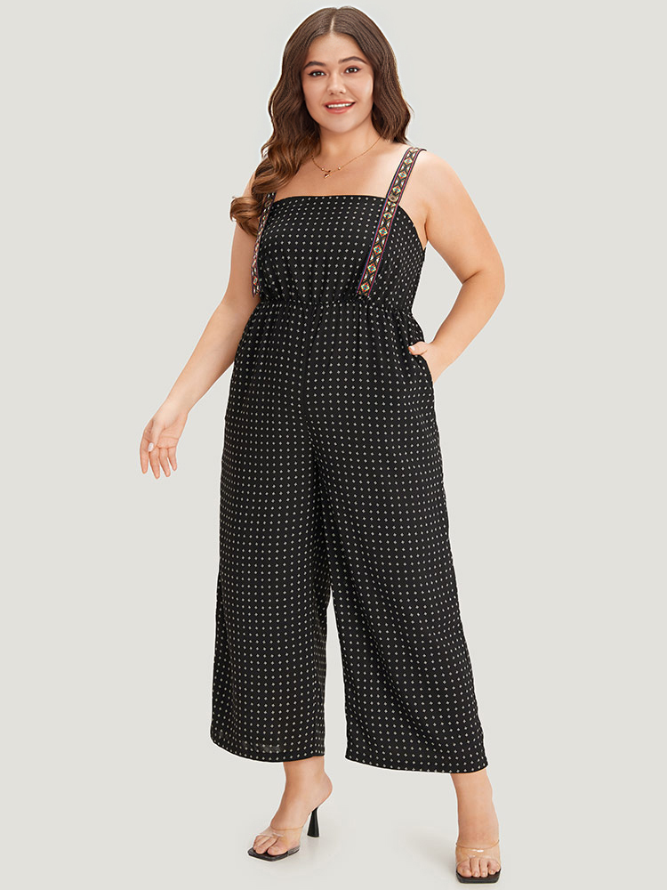 Plus Size Women Dailywear Graphic Elastic Waist Regular Pocket Casual Jumpsuits BloomChic 
