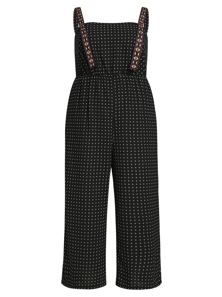 Plus Size Women Dailywear Graphic Elastic Waist Regular Pocket Casual Jumpsuits BloomChic 