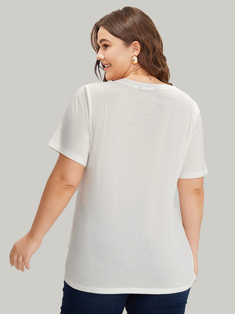 Plus Size Women Dailywear Animal Printed Regular Sleeve Short sleeve Round Neck Casual T-shirts BloomChic 