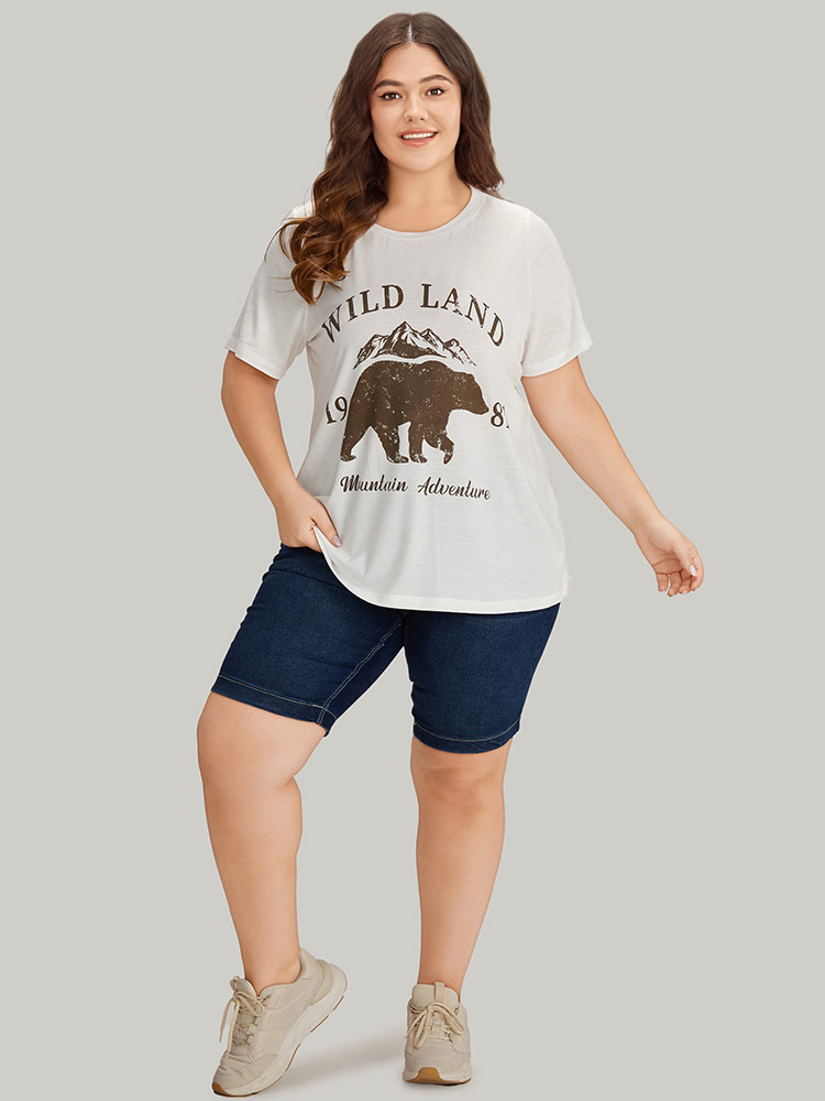 Plus Size Women Dailywear Animal Printed Regular Sleeve Short sleeve Round Neck Casual T-shirts BloomChic 