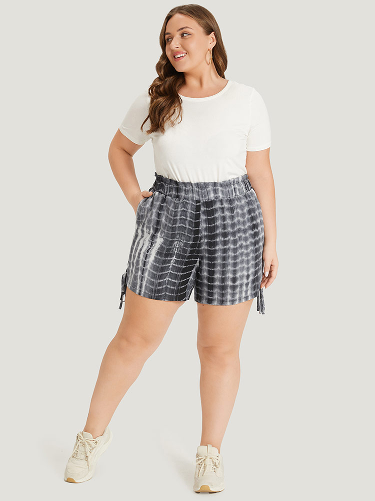Plus Size Women Dailywear Tie Dye Cross straps High Rise Pocket Casual Shorts BloomChic 