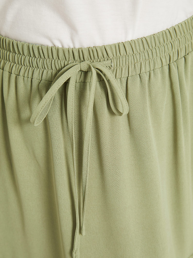 

Plus Size Plain Drawstring Pocket Ruffle Layered Hem Skirt Women Sage Elegant Plain No stretch Pocket Dailywear Skirts BloomChic