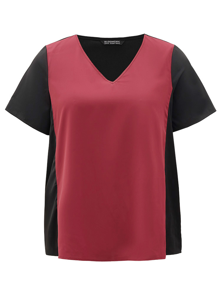Plus Size Women Dailywear Plain Plain Regular Sleeve Short sleeve V-neck Elegant Blouses BloomChic 