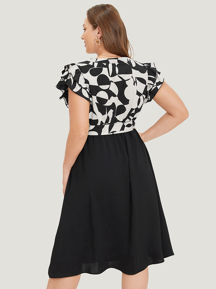 Plus Size Women Work Plain Plain Sleeveless Cap Sleeve Notched collar Pocket Belt Office Dresses BloomChic 