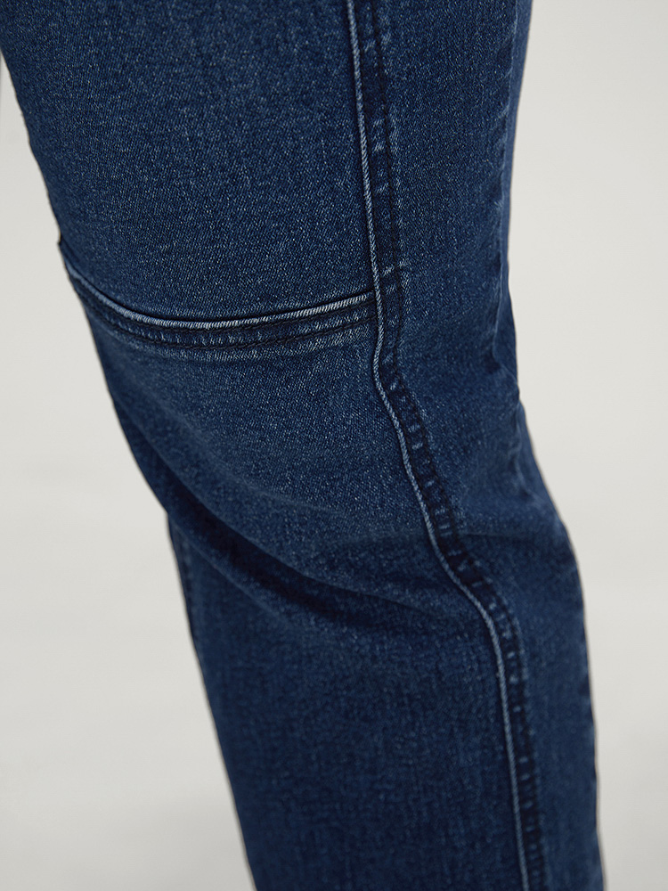 Plus Size Women Dailywear Patchwork High stretch Straight Leg Dark Wash Casual Jeans BloomChic 