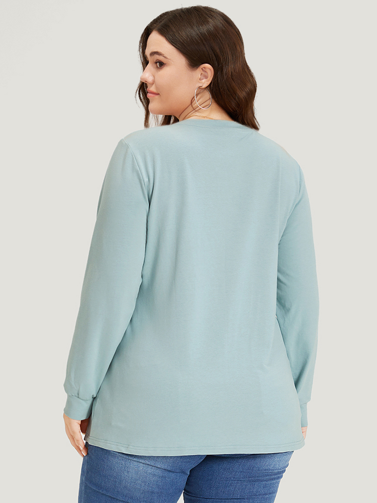 Plus Size Women Dailywear Heart Print Elastic cuffs Regular Regular Sleeve Long Sleeve Round Neck Elegant Sweatshirts BloomChic 