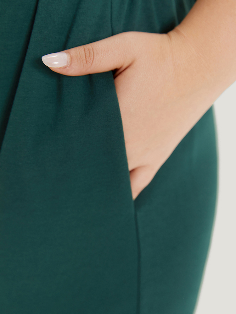 

Plain Pocket Elastic Waist Lace Up Side Sweatpants Emerald Plus Size Women Casual Dailywear Plain  Bloomchic