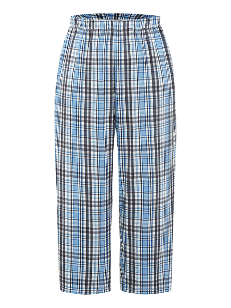 Plaid Pocket Elastic Waist Sleep Pants BloomChic 