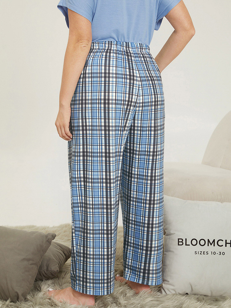 Plaid Pocket Elastic Waist Sleep Pants BloomChic 