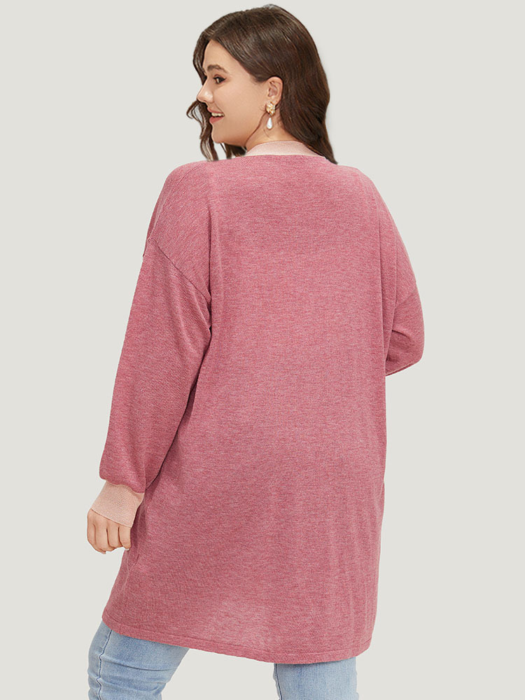 

Plus Size Supersoft Essentials Two Tone Pocket Tunic Cardigan Russet Women Casual Loose Long Sleeve Dailywear Cardigans BloomChic