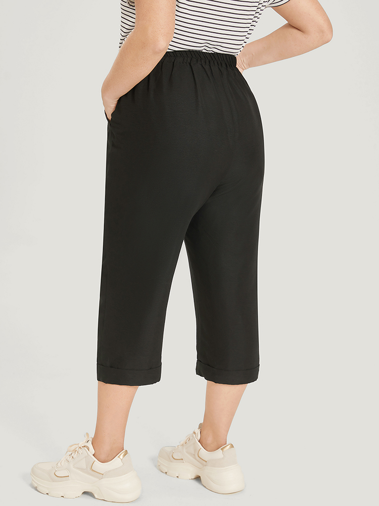Plus Size Women Dailywear Plain Plain High Rise Pocket Casual Pants BloomChic 