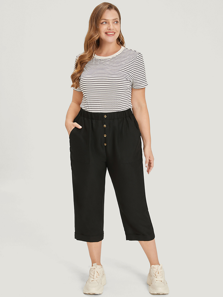 Plus Size Women Dailywear Plain Plain High Rise Pocket Casual Pants BloomChic 