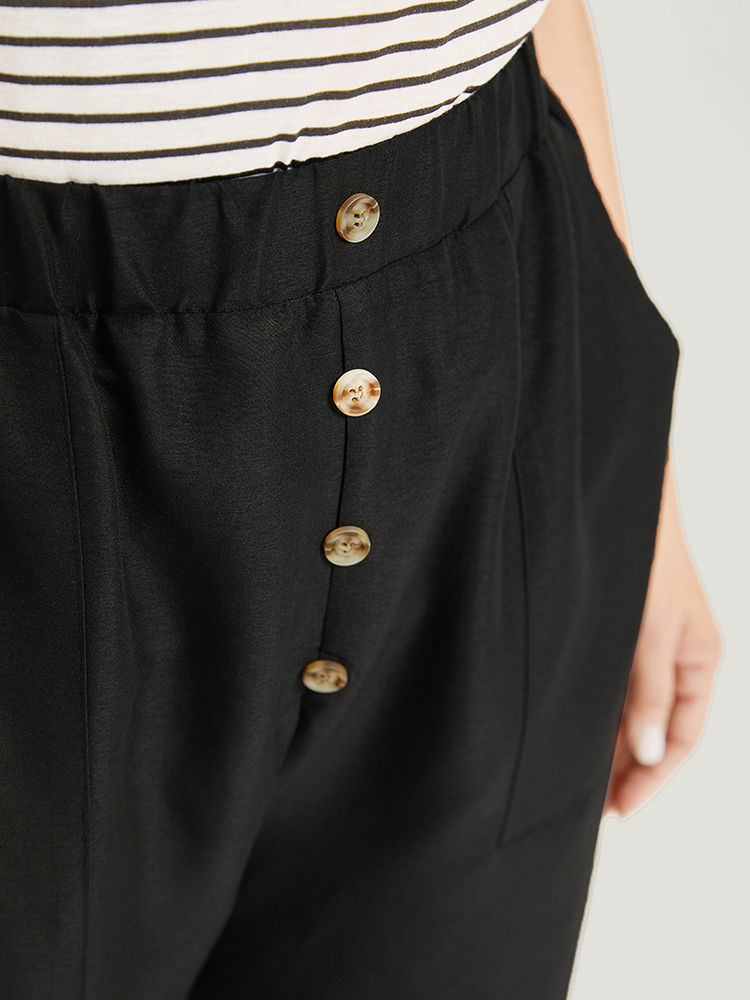 Plus Size Women Dailywear Plain Plain High Rise Pocket Casual Pants BloomChic 