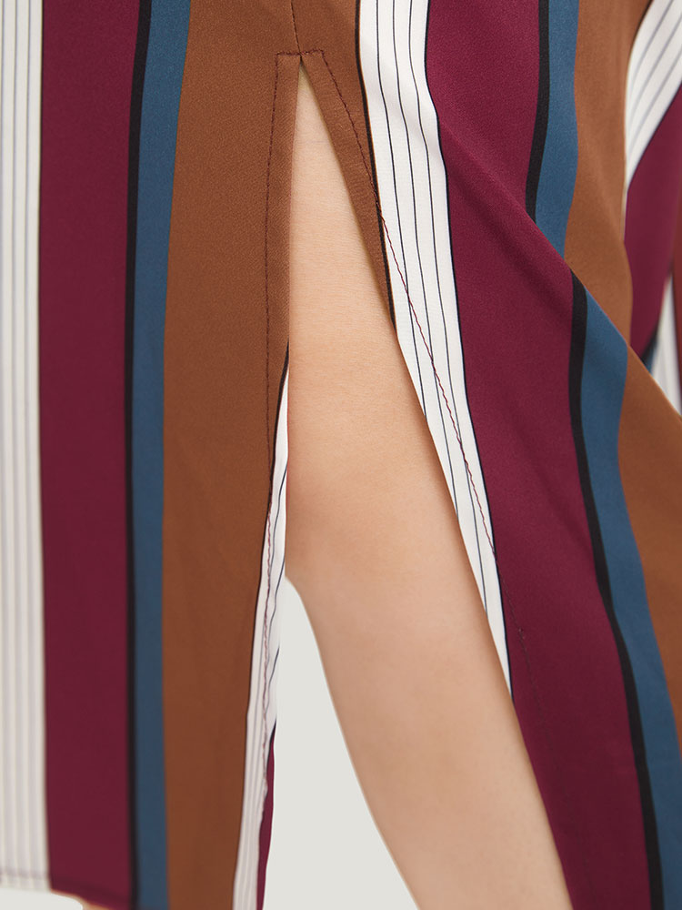 Plus Size Women Dailywear Striped Slit Sleeveless Sleeveless Spaghetti Strap Pocket Elegant Dresses BloomChic 