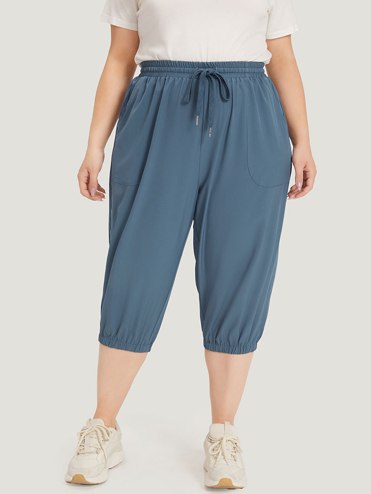 Plus Size Women Dailywear Plain Plain High Rise Pocket Casual Pants BloomChic 