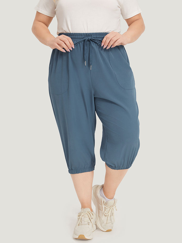 Plus Size Women Dailywear Plain Plain High Rise Pocket Casual Pants BloomChic 