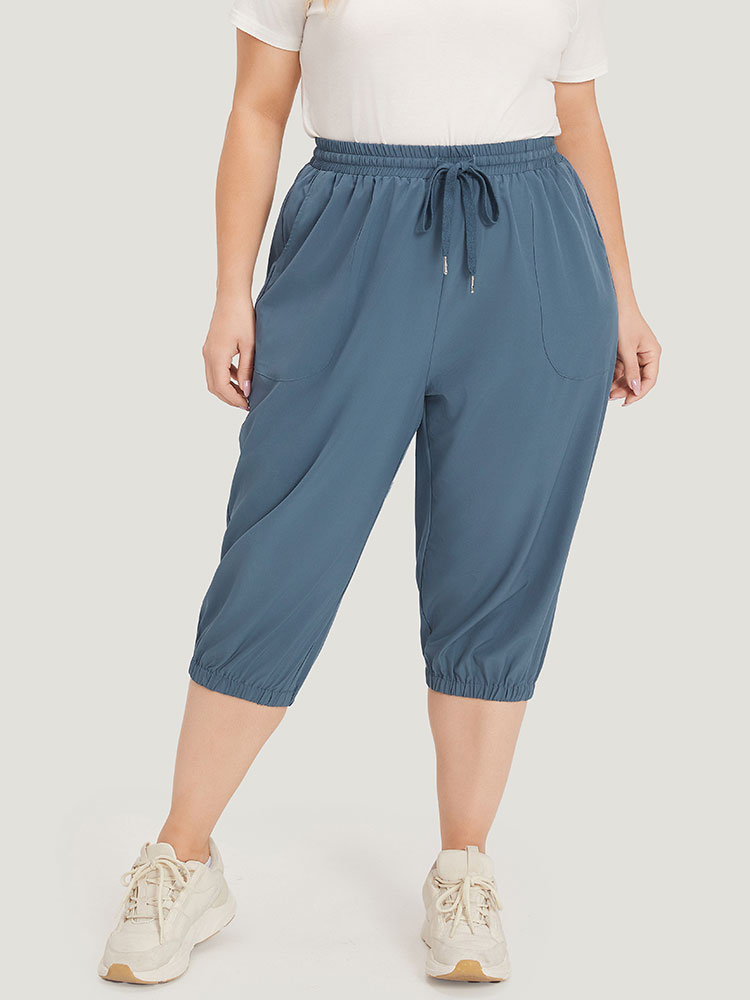 Plus Size Women Dailywear Plain Plain High Rise Pocket Casual Pants BloomChic 